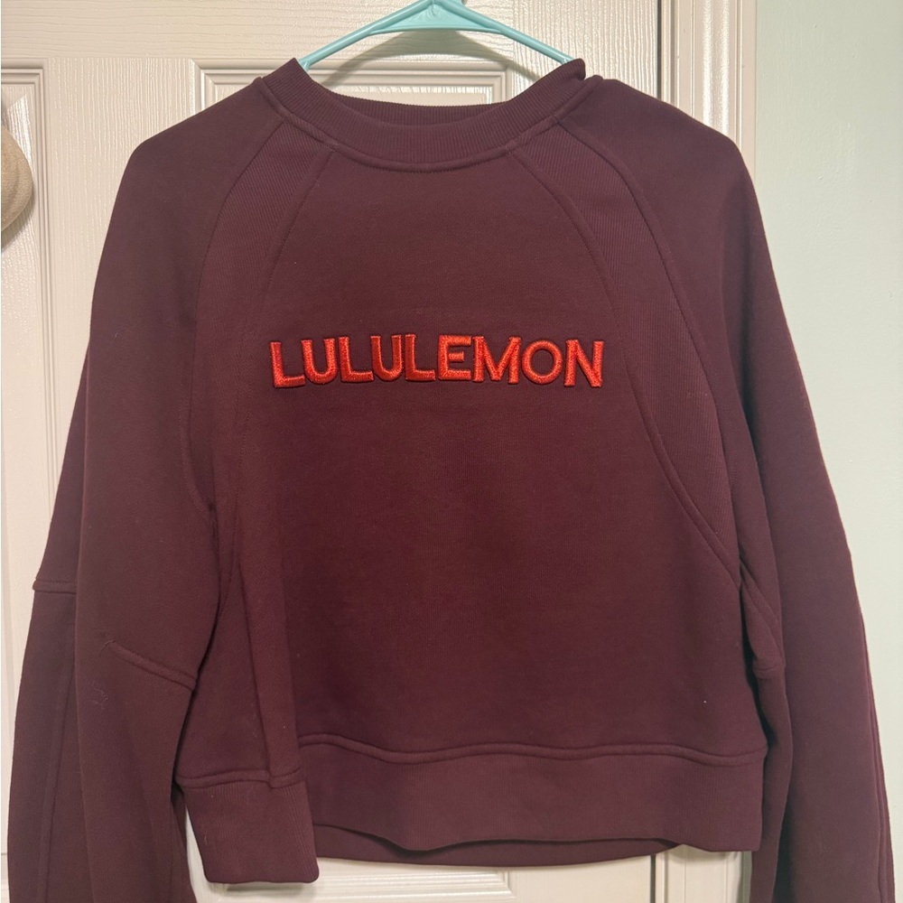 lululemon athletica Burgundy Crewneck Sweatshirt with Red Logo